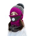 thumbnail image 2 of Limei Womens Girls Knit Beanie Scarf Mask Set Soft Warm Fleece Lined Winter Ski Hat with Pompom, 2 of 2