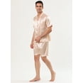 thumbnail image 3 of Unique Bargains Men's Sleepwear Short Sleeve Top and Pants Satin Pajama Set M Rose Golden, 3 of 5