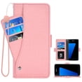 thumbnail image 1 of Compatible avec Samsung Galaxy S7 edge Étui Portefeuille avec Dragonne en Cuir, Couverture Rabattable, Porte-Cartes, Support pour Téléphone, pour Femmes et Hommes - Rose, 1 of 4