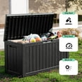 thumbnail image 4 of EasyUp 80 Gallon Resin Deck Box, Lockable Patio Outdoor Storage Box for Furniture, Garden Tools and Tools Storage, Waterproof Outside Storage Boxes（Black）, 4 of 8