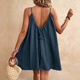 thumbnail image 5 of ClodeEU Women's Spaghetti Strap Backless Tie Back Maxi Dress ,Solid Color Casual Loose Fit Summer Beach Vacation Dress Blue,Women's Plus L, 5 of 8