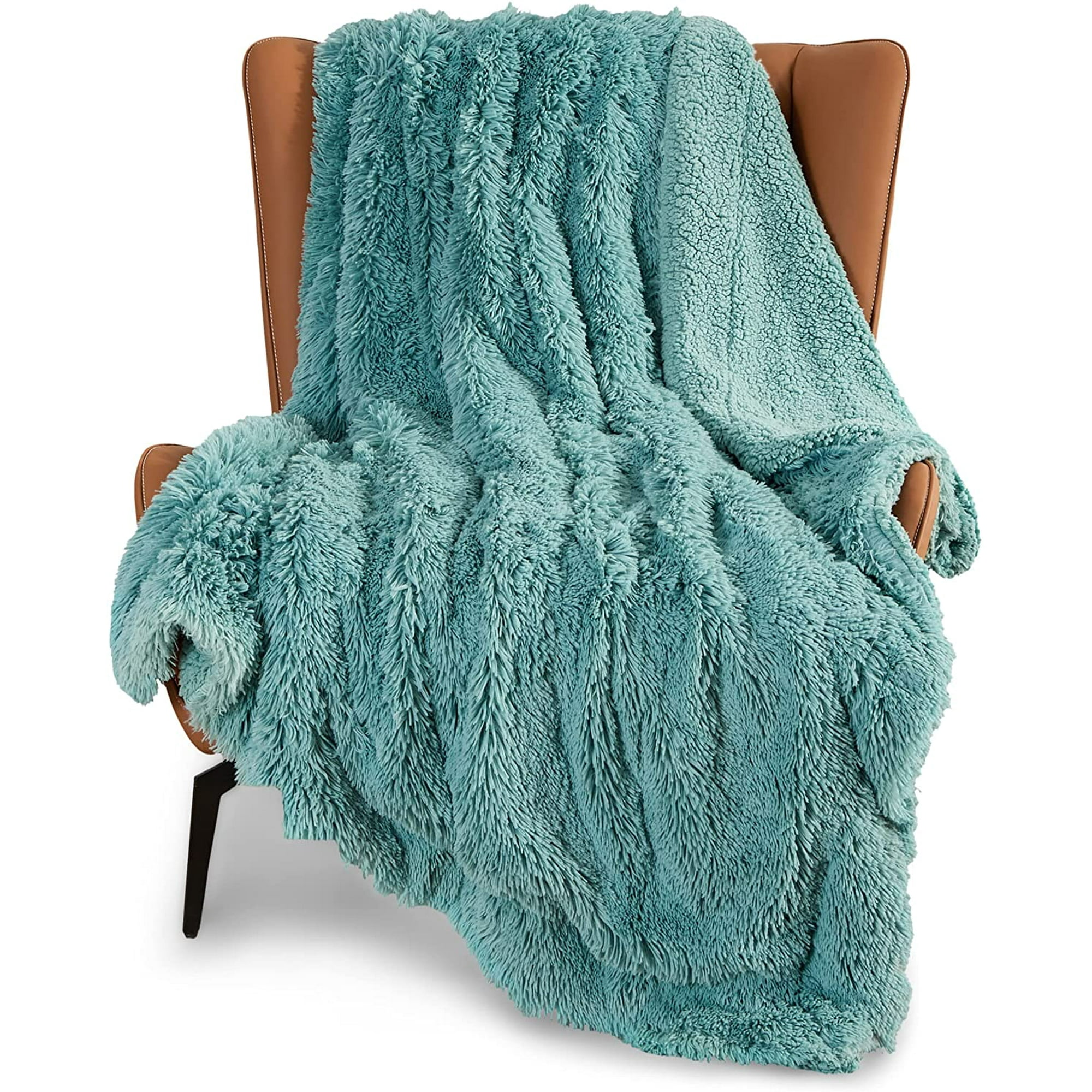 Htooq Faux Fur Throw Blanket Teal Green Fuzzy Fluffy Super Soft Furry Plush Decorative Comfy Shag Thick Sherpa Shaggy Throws And Blankets For Sofa