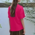 thumbnail image 2 of Camisa holgada de manga corta con cuello para mujer: color liso, tejido transpirable, versátil para el verano, lavable a máquina, 2 of 7
