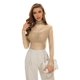 thumbnail image 5 of Camiseta KICZOY de malla transparente para mujer, manga larga, color beige, 5 of 6