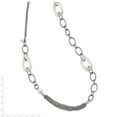 thumbnail image 2 of Stainless Steel Polished With White Cats Eye Slip-on Necklace - 38 Inch, 2 of 2