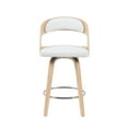 thumbnail image 3 of Shelly Modern Counter Height Swivel Bar Stool in Patterned Oak Finish with White Faux Leather Upholstered Seat, 3 of 5