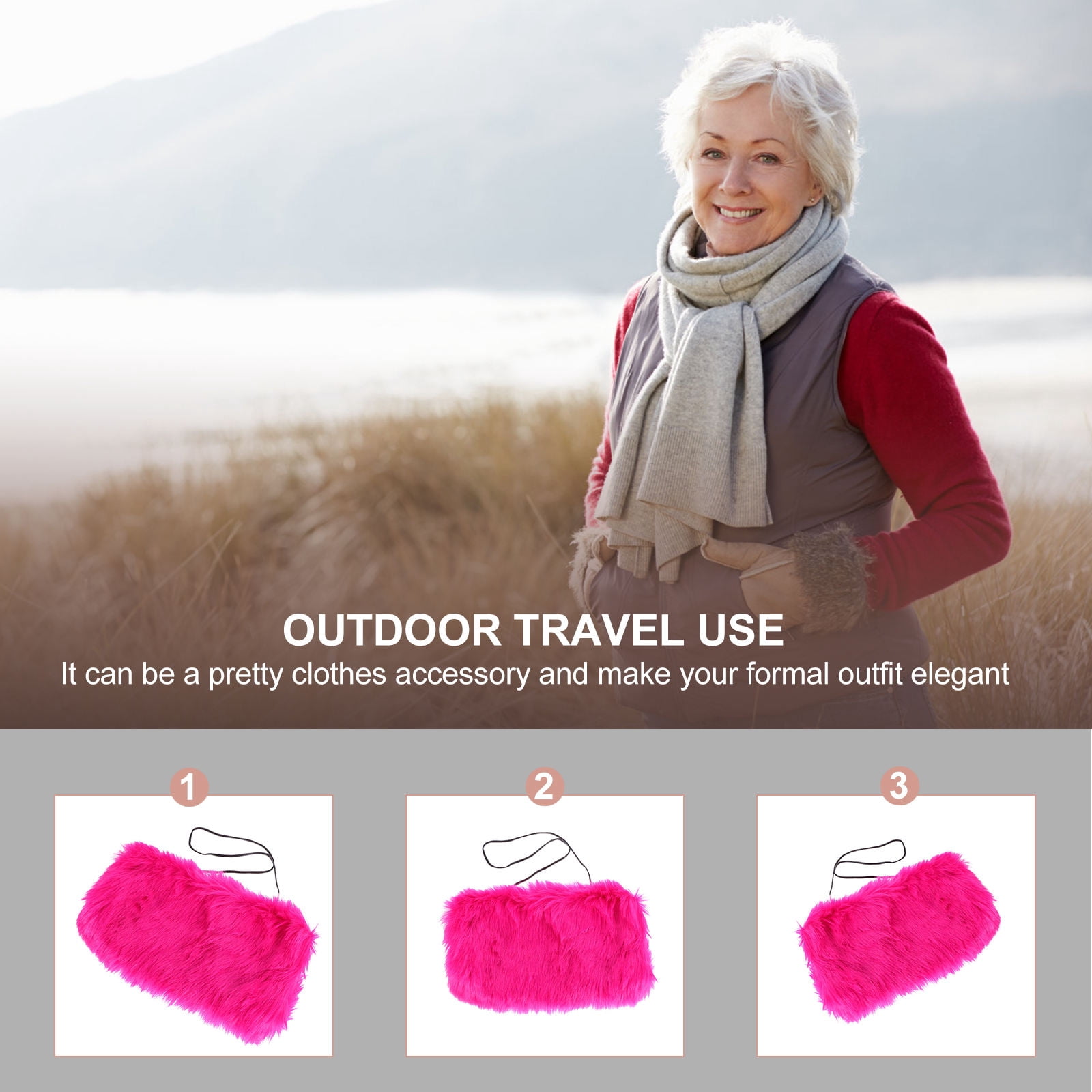 HONMEET Portable Polyester Rosy Hand Warmer Muff with Hanging Pouch, Cozy Winter Accessory for Outdoor Use