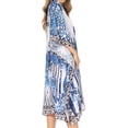 thumbnail image 4 of Sakkas Kristy Long Tall Lightweight Caftan Dress / Cover Up With V-Neck Jewels - Blue / White - One Size, 4 of 5