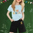 thumbnail image 2 of Shadoumai Girls Summer Outfits Letter Print Short Sleeve T Shirt Top Shorts Lightweight Hoodie Pullover Tops Sweatsuit Pants, 2 of 4