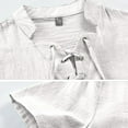 thumbnail image 5 of EQWLJWE Mens Cotton Linen Shirts Lace Up Casual Beach Hippie Shirt Short Sleeve V Neck Yoga Tops, 5 of 5
