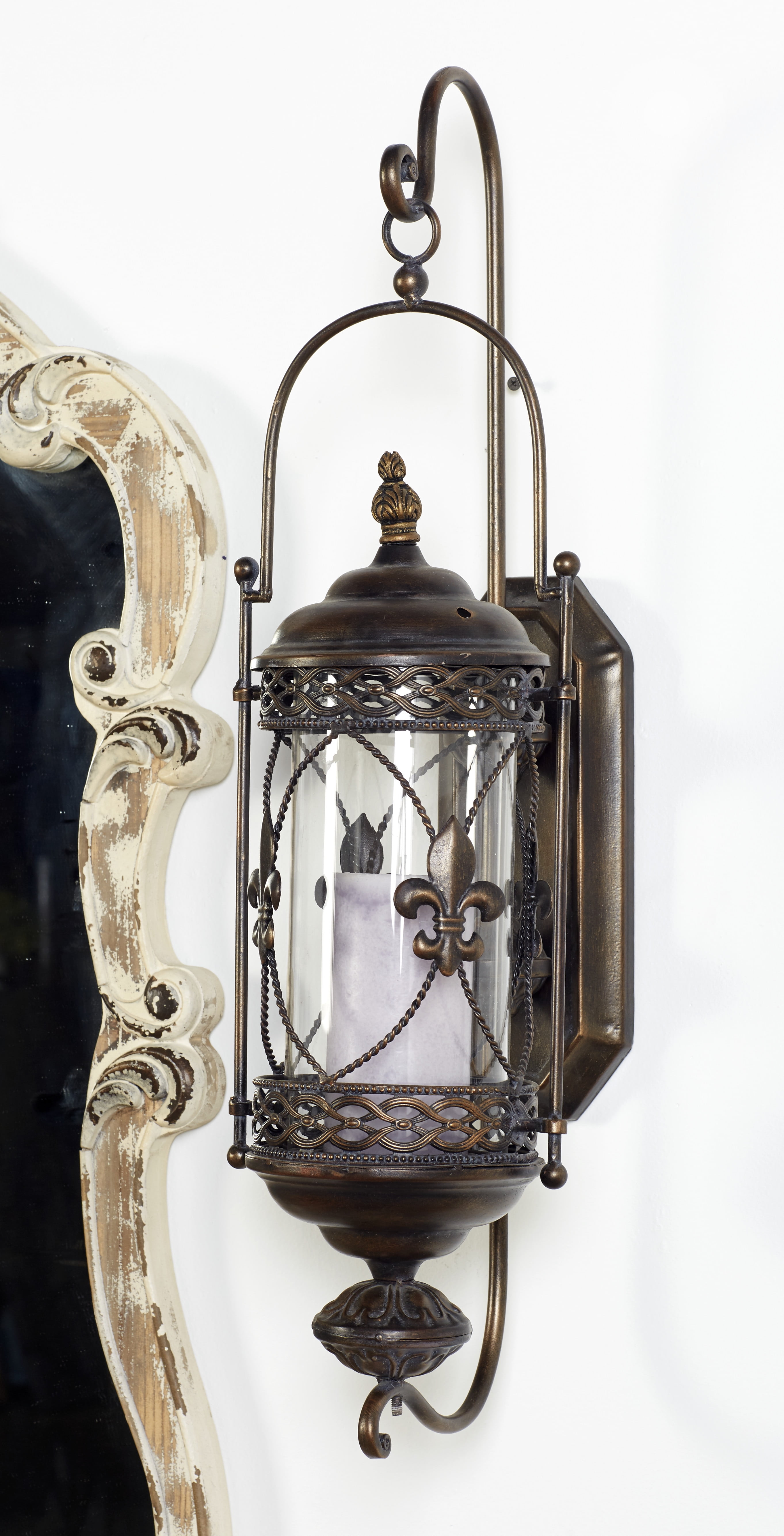 DecMode Metal Wall Candle Holder, Metal Wall Sconce, 10" x 8" x 30