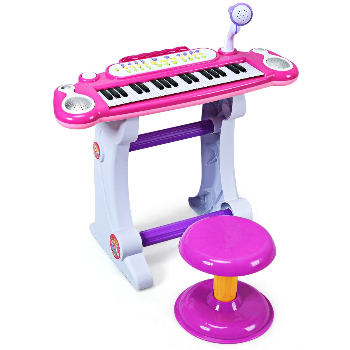 Gymax Kids Electronic Keyboard Piano MP3 Input 37 Key Microphone Stool Toy