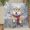 thumbnail image 3 of Playful Akita Welcomes Winter Snowy Day with Cardinal Bird Quilt Blanket Inu Dog Lover Cozy Comforter Throw Blanket - 12017, 3 of 5