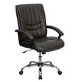 thumbnail image 1 of Mid-Back Espresso Brown Leather Swivel Manager's Office Chair with Arms, 1 of 9