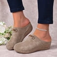 thumbnail image 2 of Dakaela Suede Closed Toe Clogs Women Arch Support Wedge Slip on Mules Orthopedic Backless Walking Shoes Indoor Outdoor (Khaki,7.5), 2 of 8