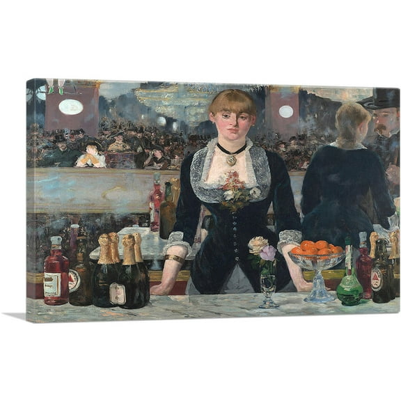 ARTCANVAS A Bar at the Folies Bergere 1882 Canvas Art Print by Edouard Manet - Size: 26" x 18" (0.75" Deep)