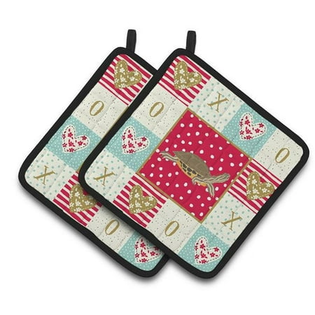 

7.5 x 7.5 in. Pond Slider Turtle Pair of Pot Holders