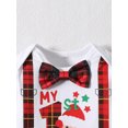 thumbnail image 6 of Bagilaanoe 3pcs Newborn Baby Boys Christmas Clothing Sets Letter Long Sleeve Romper Tops + Plaid Pants + Hat 3M 6M 9M 12M Infant Fall Gentleman Outfits, 6 of 8