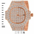 thumbnail image 4 of Fully Iced Baguette Simulated Diamond 18K Rose Gold W/White CZ  Finish 5 ATM Water Resistant Solid Stainless Steel Back Mens Watch W/Date Function 45mm, 4 of 5