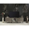thumbnail image 2 of Brown Solid Wood 67-inch TV Stand, 1 Glass Shelf 2 Cabinets / Elevates Home Decor Quality, 2 of 4