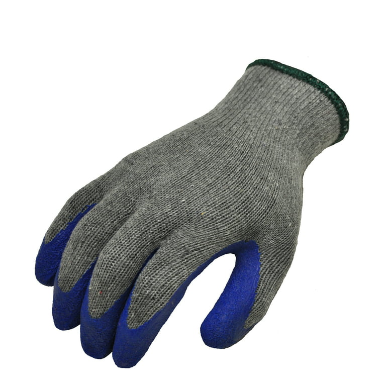 G & F 3100s-dz Knit Work Gloves, Textured Rubber Latex Coated for Construction, 12-Pairs, Men's Small, Size: One size, Gray