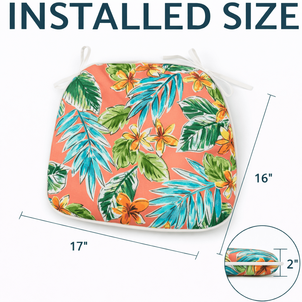 Outdoor Patio Chair Cushions, Water-Repellent U-Shape Thick Foam Seat Cushions with Ties, 17"x16"x2" All-Weather Cushions for Garden, Patio & Dining Chairs (Set of 4)-Bright Coral Pink
