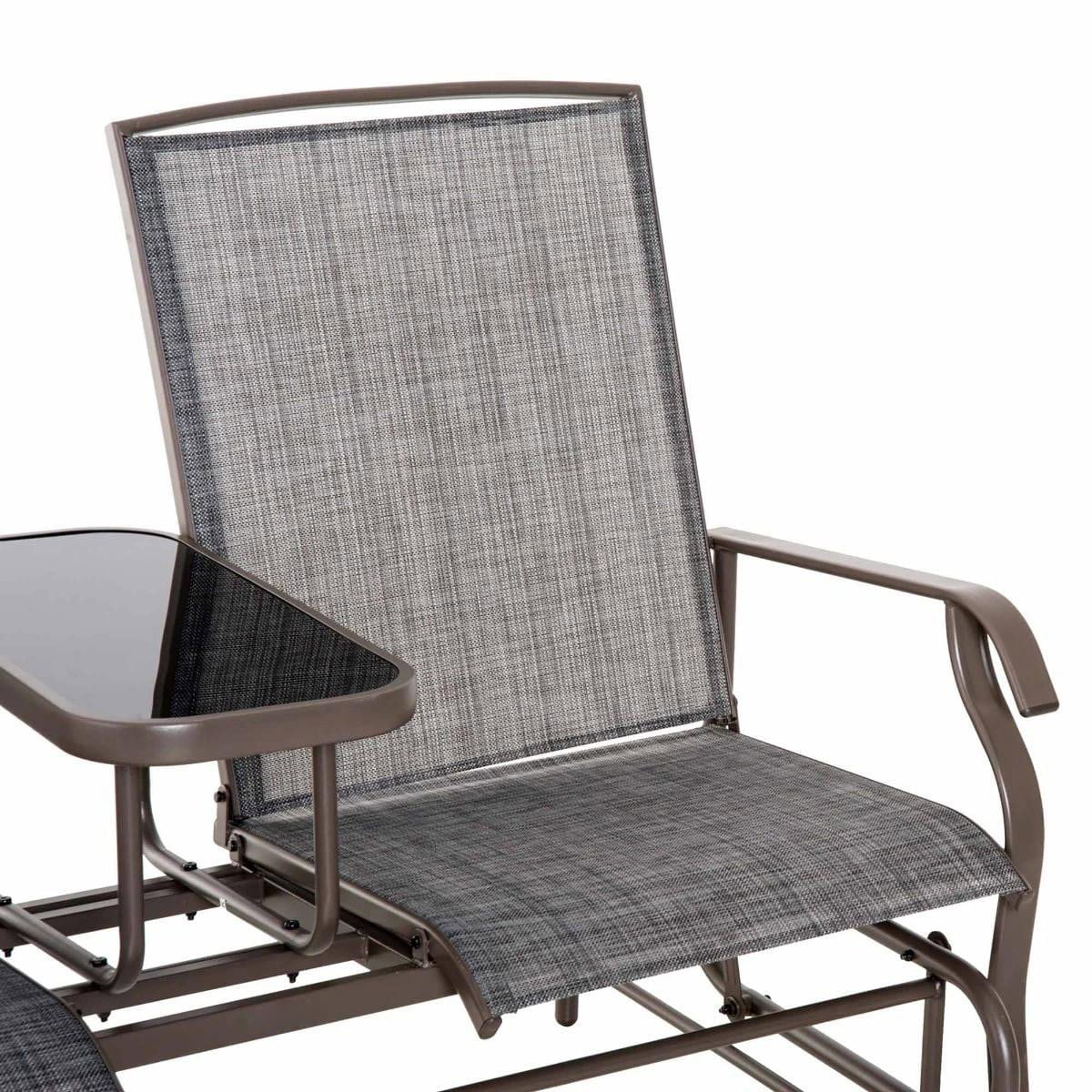 Resenkos 2-Person Outdoor Swing Set, Central Table & Solo Seats, Max 352 lbs Capacity, Comfortable Loveseat with Breathable Fabric, Gray