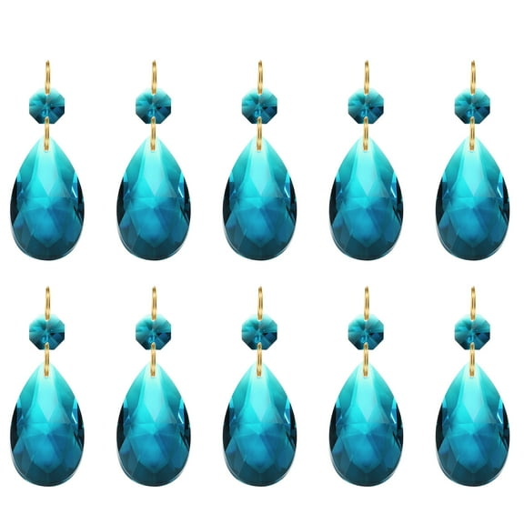Uxcell Teardrop Crystal Chandelier Pendants Beads, 10 Pack 60mm Length 38mm Prisms Parts Beads Sky Blue