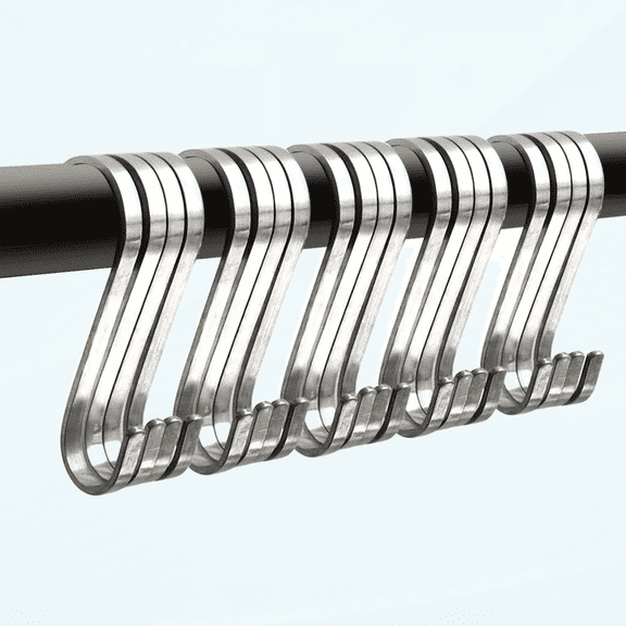 20 Pack Size Medium 3 inch Flat S Hooks Heavy Duty Solid 304 Stainless Steel S Shaped Hanging Hooks,Metal Kitchen Pot Pan Hangers Rack Hooks