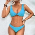 thumbnail image 4 of Penkiiy Bikini String Triangle à Tour de Cou pour Femmes, Ensemble à Volants Aguichant, Maillot de Bain Deux Pièces, L Bleu, 4 of 4