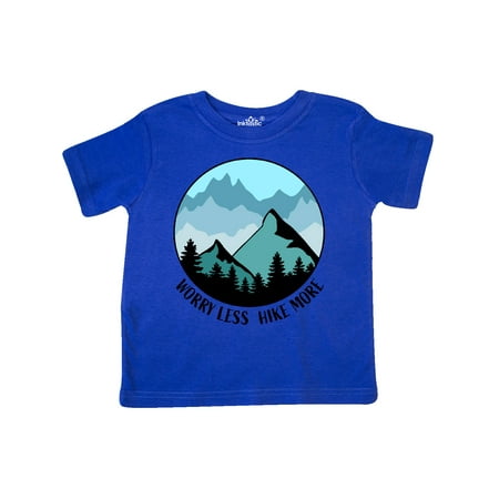 

Inktastic Worry Less Hike More with Mountains in Blue Gift Toddler Boy or Toddler Girl T-Shirt