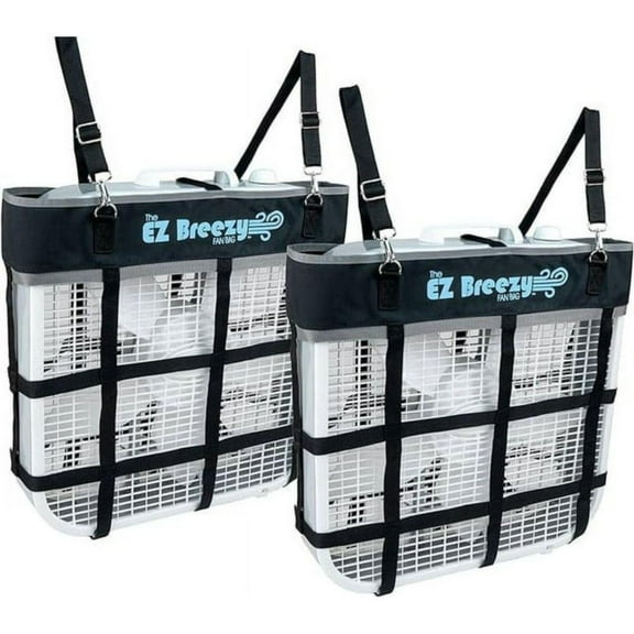 Southwestern Equine EZ Breezy Box Fan Holder, Horse Stall Classic Fan Bag, Stable Supplies, Horse Fan (2 Pack Black)