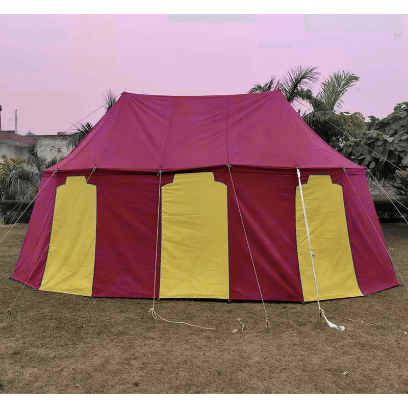 WEEKEND SALE Medieval Red Yellow Burgundian 6x4 M Functional Water Proof Camping Tent