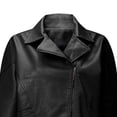thumbnail image 4 of Levmjia Women's Casual Solid Lapel Zip-Up Leather Jacket Short Long Sleeve with Pockets Fashion Motorcycle Biker Coat Vintage Slim Fit Outerwear, 4 of 4