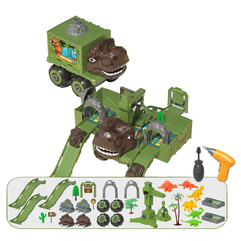 Heiheiup Children Disassembling Dinosaur Scene Track Assembly Project Truck  Deformation Sliding Ejection Boy Toy Arts And Crafts for Kids Ages 3-5 for  School 