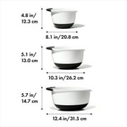 OXO SoftWorks 3-Piece Mixing Bowl Set with Easy-Grip Handles, Non-Skid Bottoms & Nesting