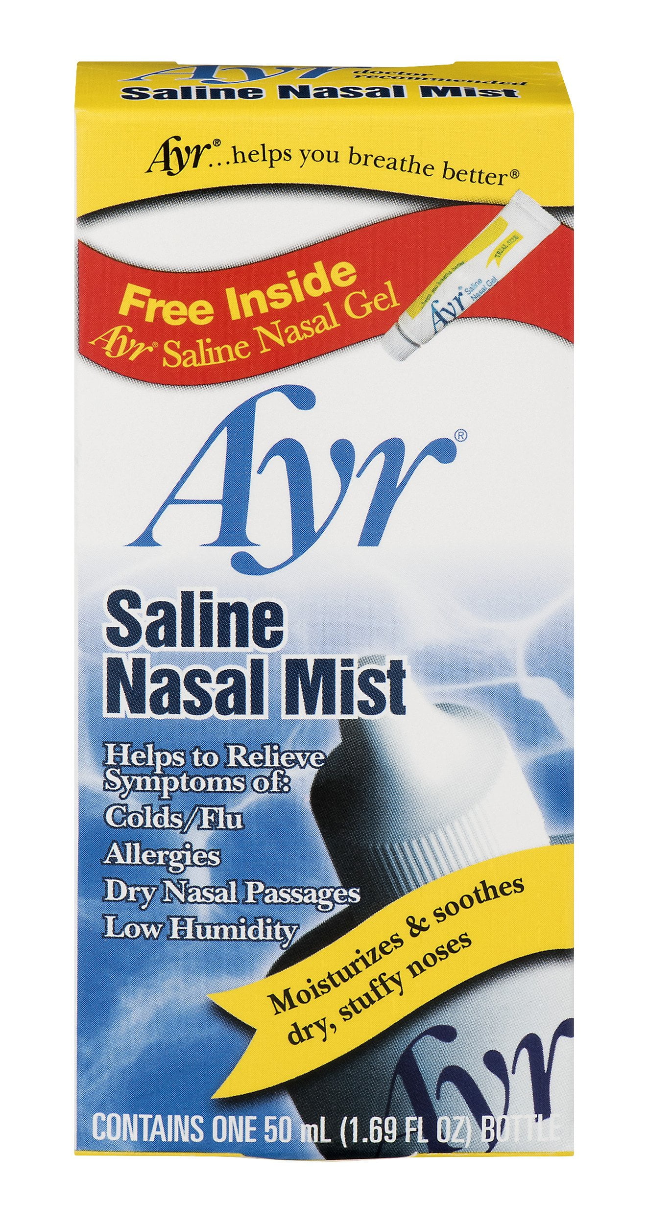 Ayr Saline Nasal Mist Moisturizes & Soothes Dry Stuffy Nose 1.69 oz