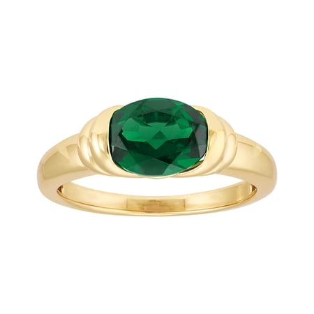 Brilliance Fine Jewelry Oval Simulated Emerald Ring in 14KT Gold Plated Sterling Silver