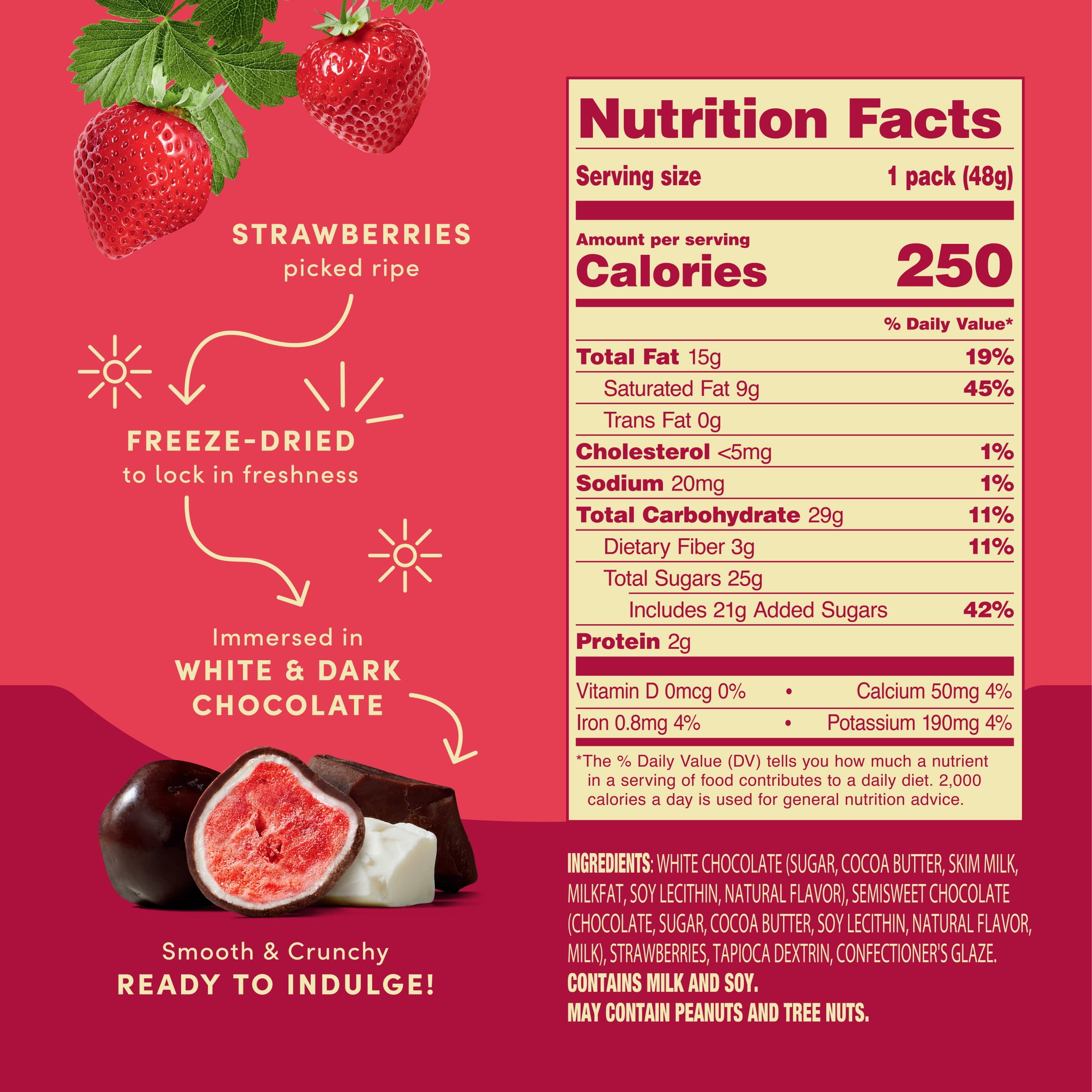 Tru Fru Freeze Dried Strawberries in Dark & White Chocolate, 1.7 oz