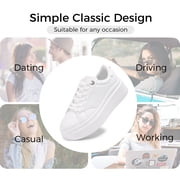 LUCKY STEP Fashion Chunky Faux Leather Sneakers Low Top Casual Shoes,White,Womens