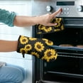 thumbnail image 2 of Black Sunflower Kitchen Oven Mitt and Pot Holder Sets 4 Pcs for Baking, Cooking and Grilling, Heat Resistant Up To 392 °F, 2 of 7