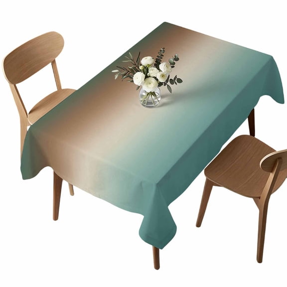 Rectangle Tablecloth, Turquoise Brown Gradient Waterproof Table Cloth 52x70 in Modern Abstract Art Ombre Washable Spillproof Table Cover for Kitchen Dining Party Decor Outdoor Camping