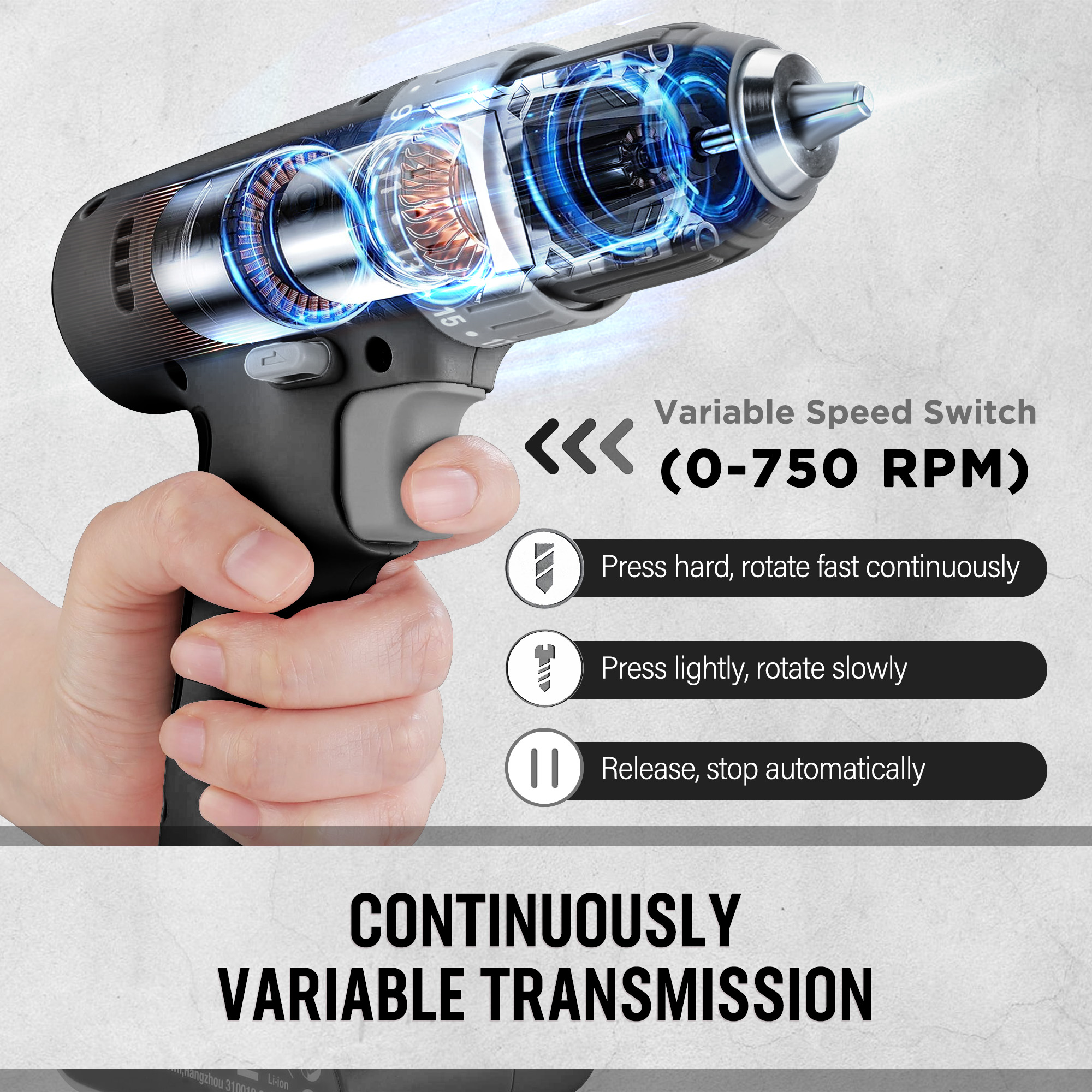 WORKPRO 12V Cordless Drill Set with Bits, 3/8" Keyless Chuck, 2-Speed, USB Type-C Charging Cable, Built-in LED Light, Compact for Home & DIY