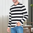 thumbnail image 6 of Men's striped neck long-sleeved T-shirt, basic casual top, 6 of 9