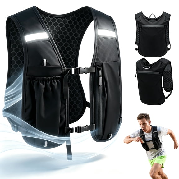 Running Vest for Women and Men, Lightweight 2L Running Hydration Vest, Breathable Running Water Vest with Adjustable Straps and Multiple Pockets for Marathon, Hiking, Cycling