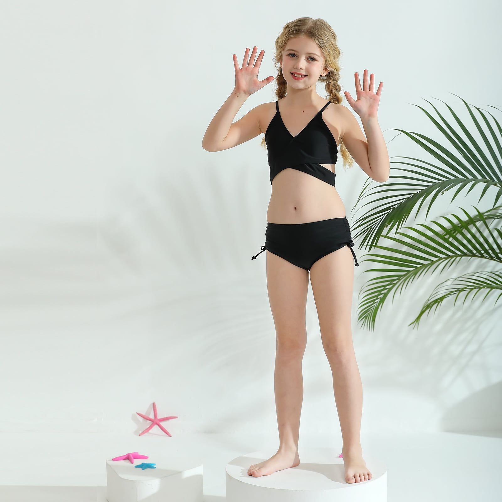 Girls' Beach Cover-Up - Long Sleeve Chiffon Swimsuit Cover, Bikini Wrap, Tankini Top For Kids 4-13 Years