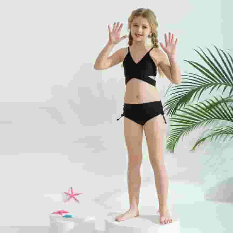 Girls' Beach Cover-Up - Long Sleeve Chiffon Swimsuit Cover, Bikini Wrap, Tankini Top For Kids 4-13 Years
