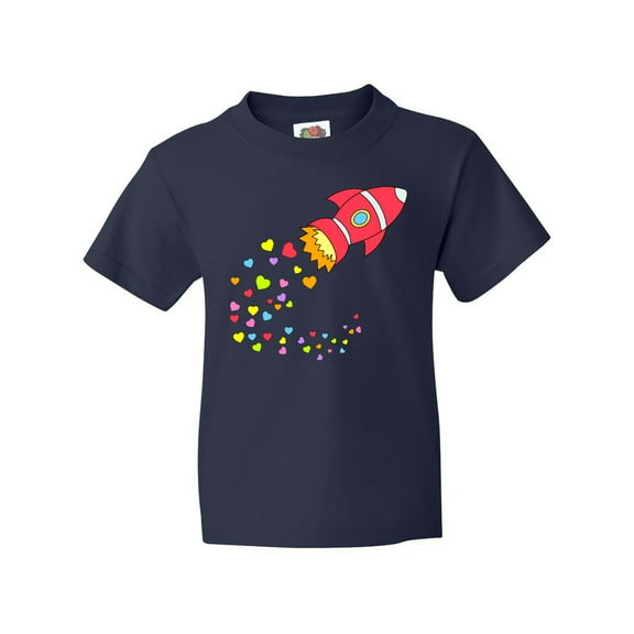 Inktastic Valentine's Day Rocket Ship with Hearts Youth T-Shirt