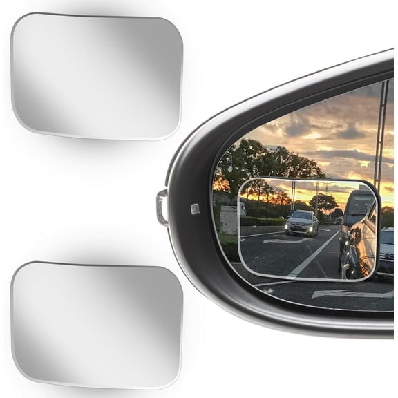 2Pcs Cars Square Blind Spot Mirrors, Car Side Mirror Blindspot Adjustabe Angle 360 Degree Wide Angle Convex RearView Removable for Enhanced Safety Universal Accessories for Suvs RVs Trucks
