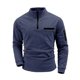 thumbnail image 1 of Ceisia Men's Summer Gift Casual Solid Color Corduroy Zipper Stand Up Collar Long Sleeve Top - Comfortable Daily Outdoor Wear, 1 of 4